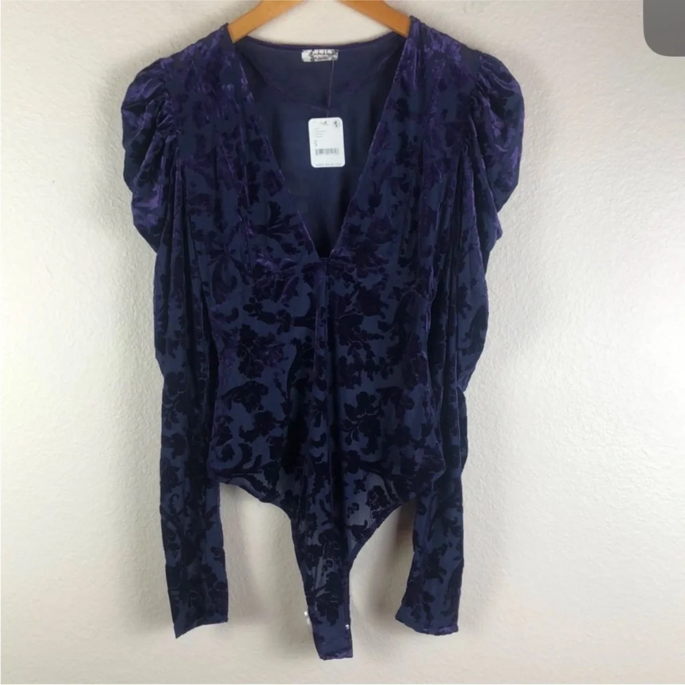 NWT Sexy Purple Velvet Bodysuit Small​​​